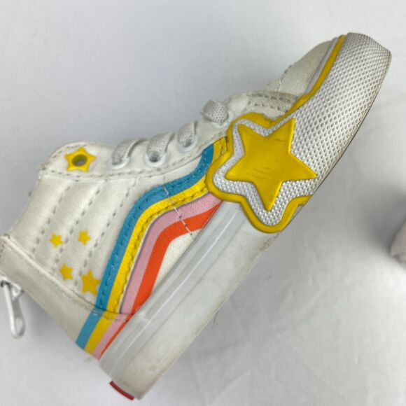 ~ Vans 5 Toddler Sneakers Rainbow Star High Tops Zip Baby Child Kid Shoes Sk8 - Picture 12 of 14